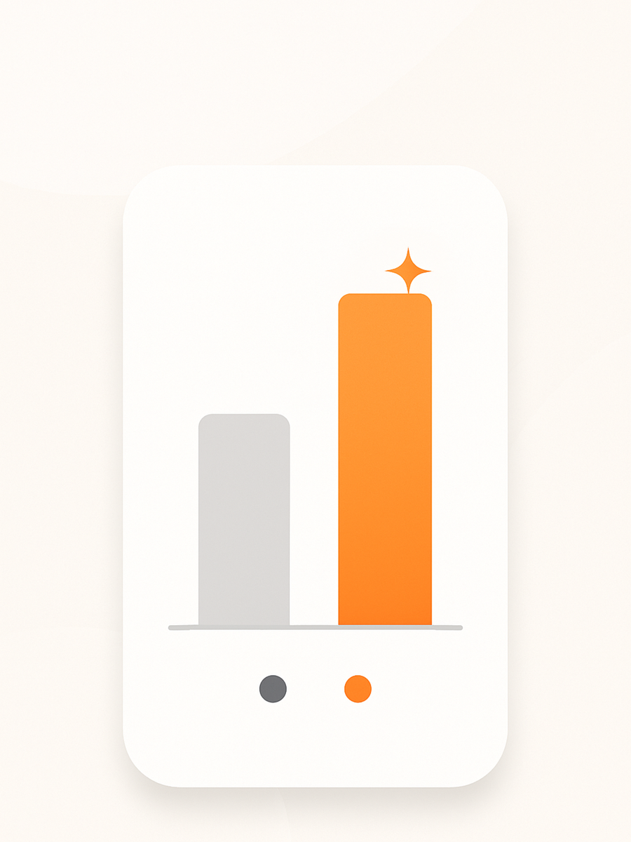 Two-bar comparison showing the Kliken AI bar higher than a typical agency's bar, with a subtle sparkle